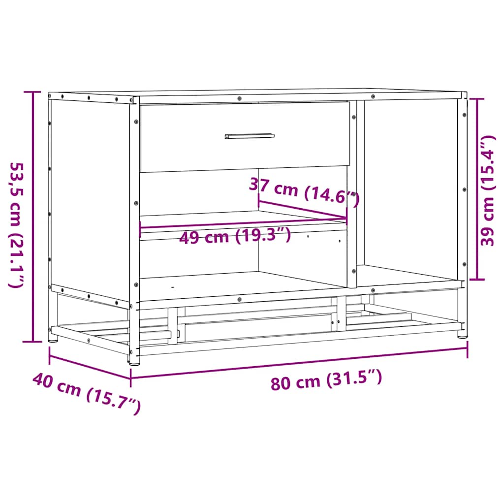 Schuhbank Räuchereiche 80x40x53,5 cm Holzwerkstoff und Metall