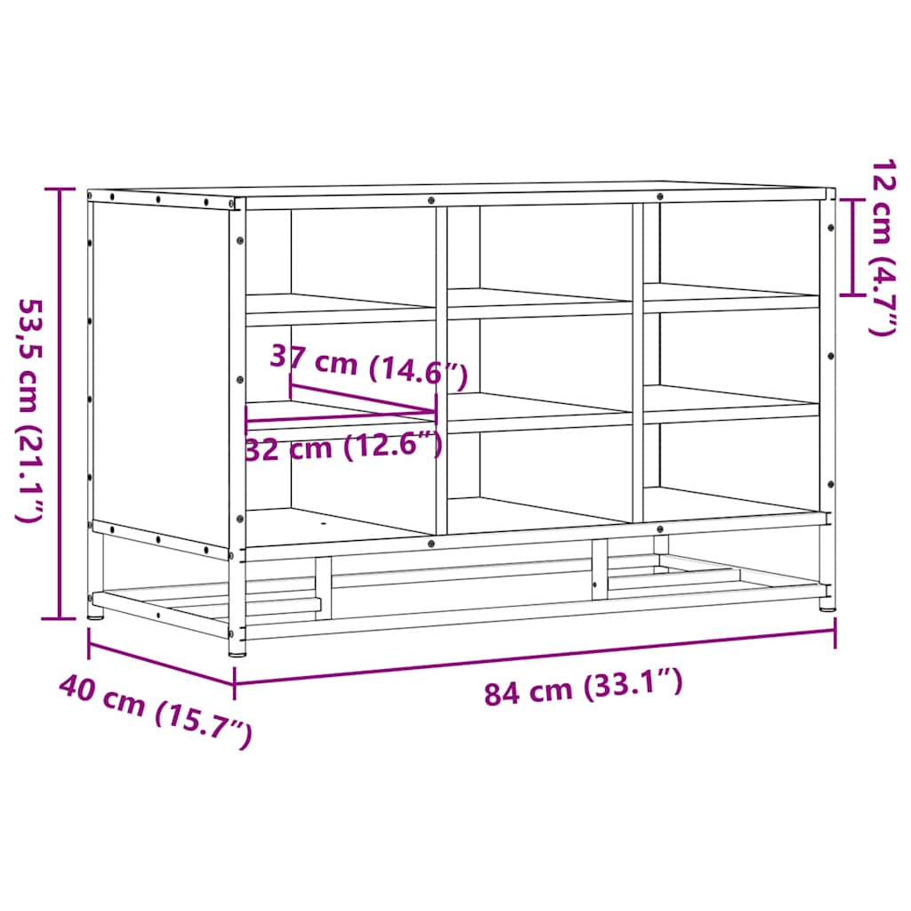 Schuhbank Räuchereiche 84x40x53,5 cm Holzwerkstoff und Metall