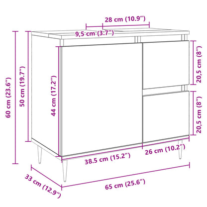 Badschrank Sonoma-Eiche 65x33x60 cm Holzwerkstoff