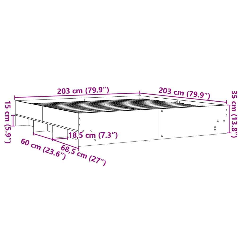 Bettgestell Weiß 200x200 cm Holzwerkstoff