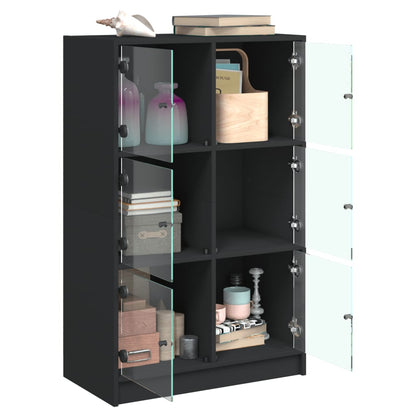 Buffet haut avec portes noir 68x37x109 cm en bois