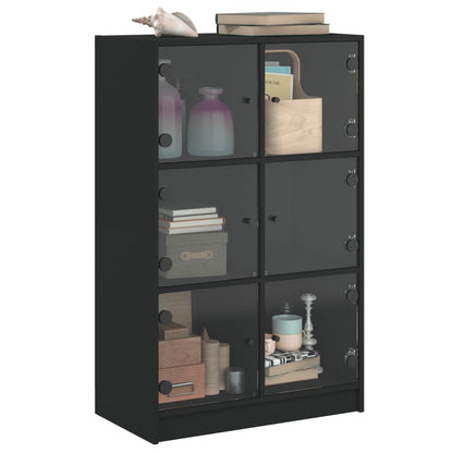 Buffet haut avec portes noir 68x37x109 cm en bois