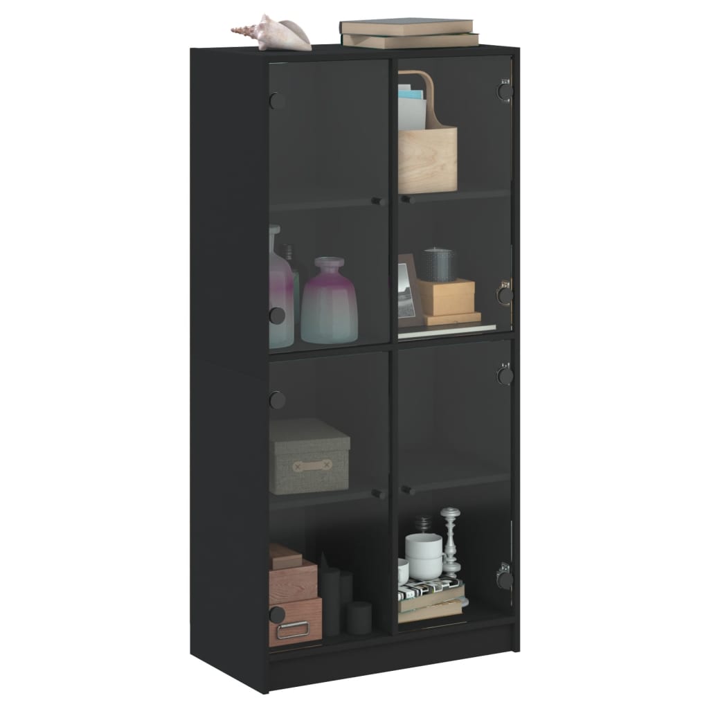 Highboard mit Türen Schwarz 68x37x142 cm Holzwerkstoff