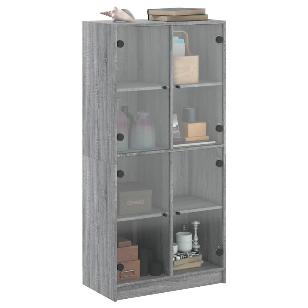 Alacena con puertas gris Sonoma 68x37x142 cm material madera