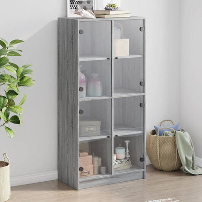 Alacena con puertas gris Sonoma 68x37x142 cm material madera