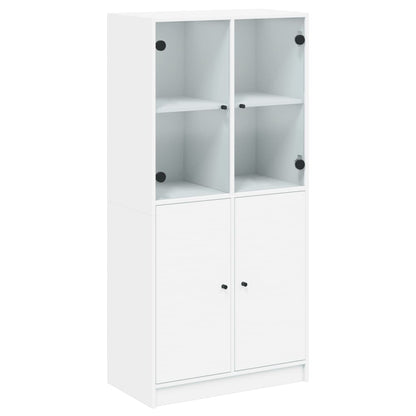 Buffet haut avec portes blanc 68x37x142 cm en bois