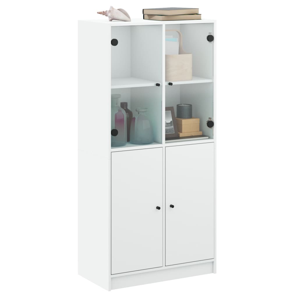 Buffet haut avec portes blanc 68x37x142 cm en bois