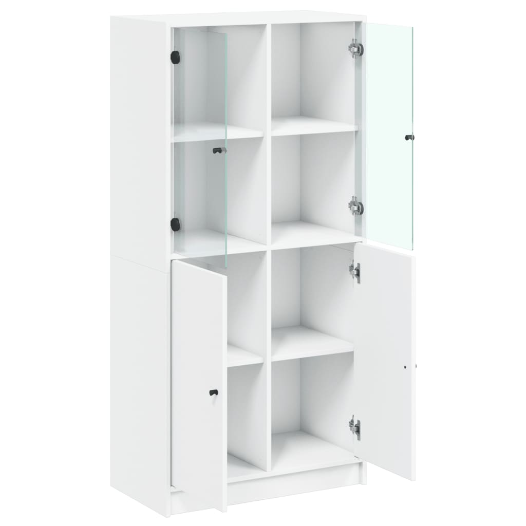 Buffet haut avec portes blanc 68x37x142 cm en bois