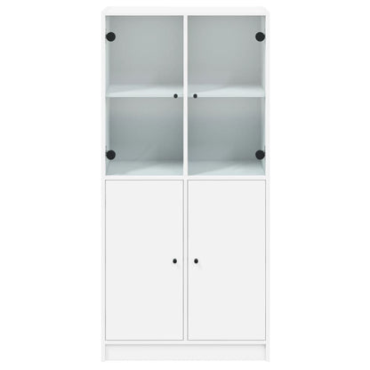 Buffet haut avec portes blanc 68x37x142 cm en bois