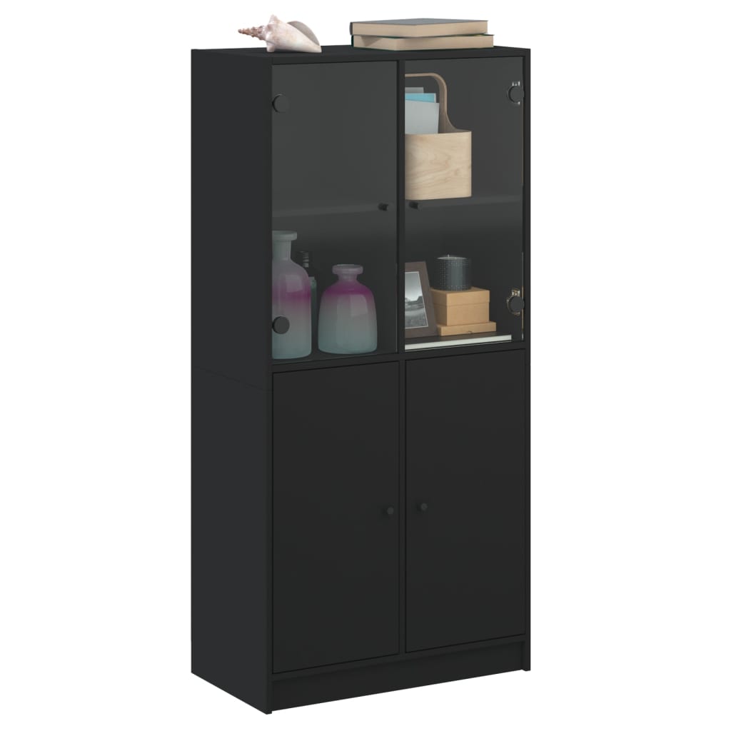 Alacena con puertas negro 68x37x142 cm de madera