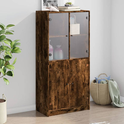 Highboard mit Türen Räuchereiche 68x37x142 cm Holzwerkstoff