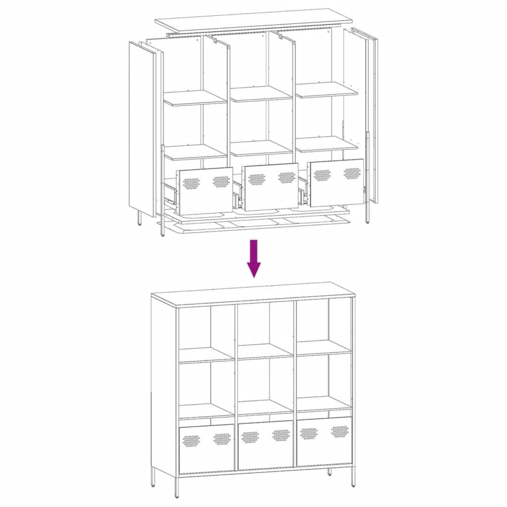 Highboard Anthrazit 101,5x39x103,5 cm Stahl