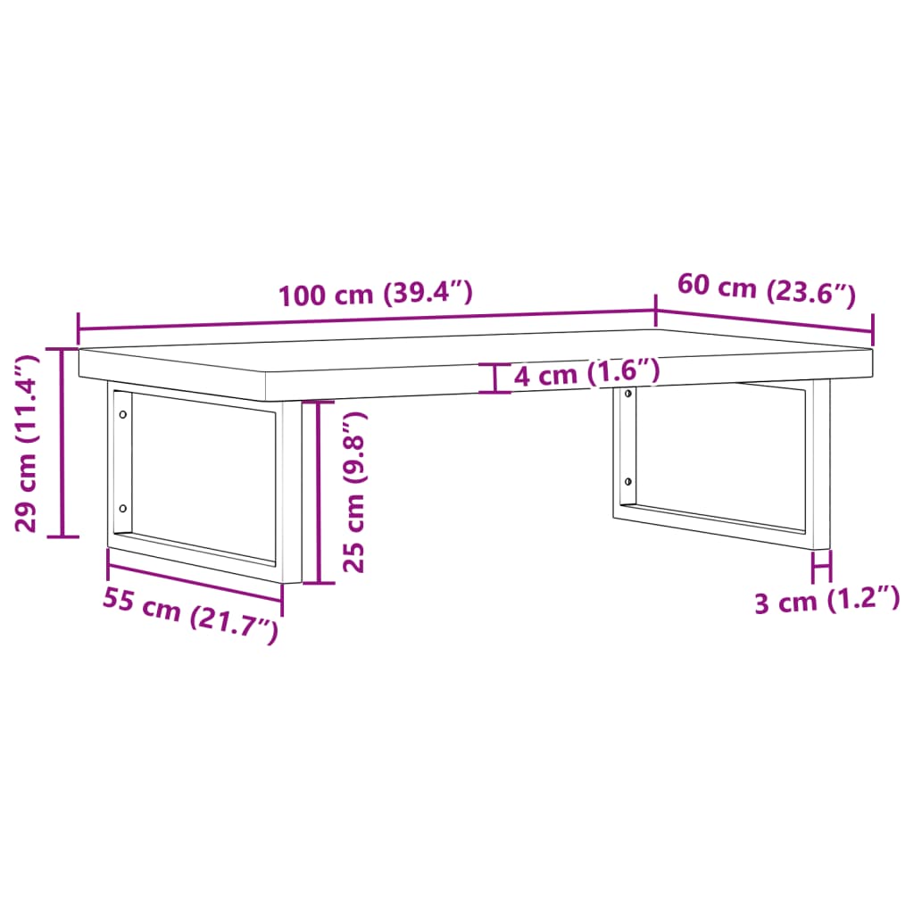 Waschbeckenregal Wandmontage Stahl und Massivholz Buche