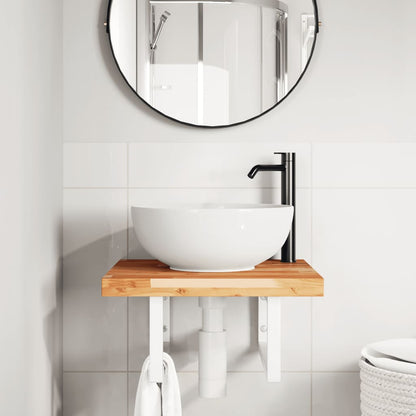 Etagère lavabo murale en acier et bois d'acacia