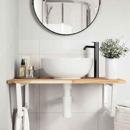 Etagère lavabo murale en acier et bois d'acacia