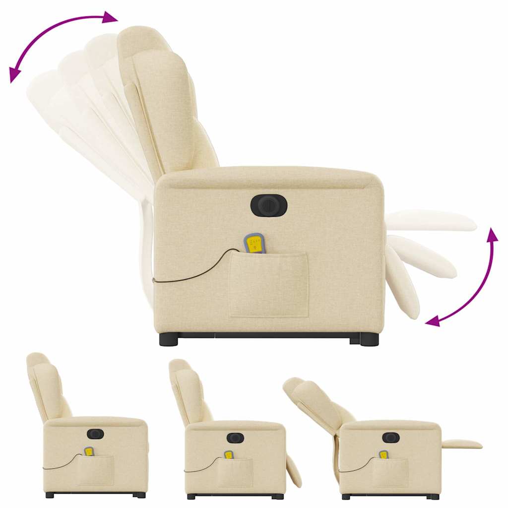 Elektrischer Massagesessel mit Aufstehhilfe Creme Stoff