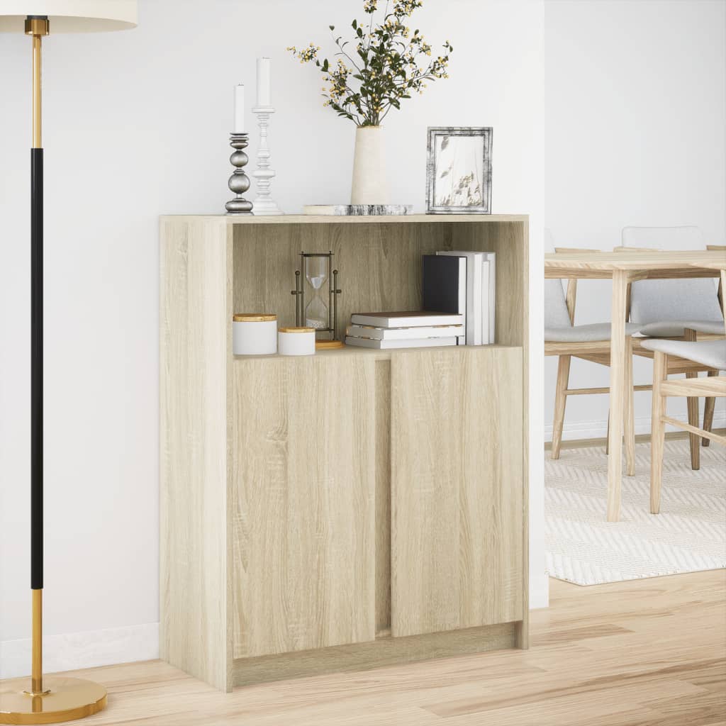 LED-Sideboard Sonoma-Eiche 77x34x100 cm Holzwerkstoff