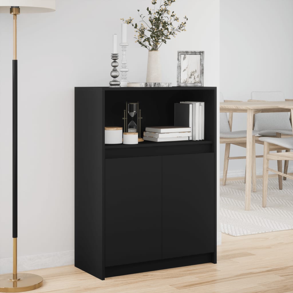 Sideboard mit LED Schwarz 72x34x100 cm Holzwerkstoff