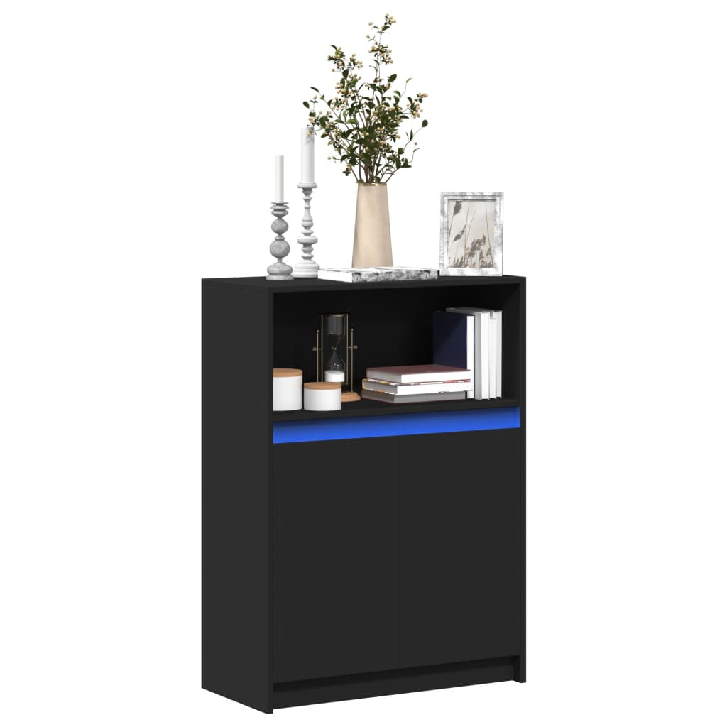 Sideboard mit LED Schwarz 72x34x100 cm Holzwerkstoff