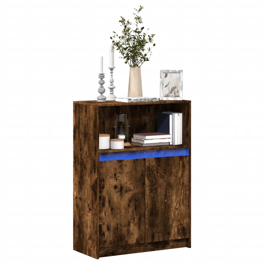 Sideboard mit LED Räuchereiche 72x34x100 cm Holzwerkstoff