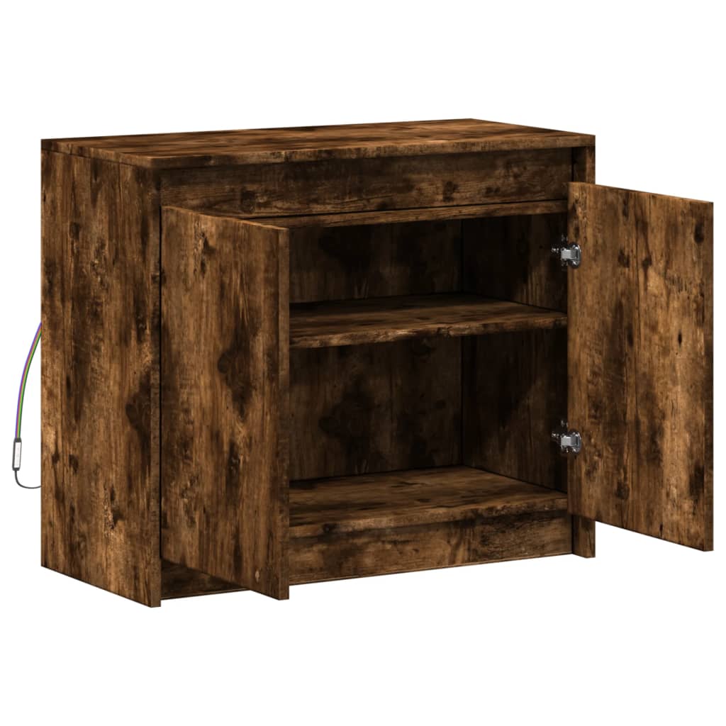 LED-Sideboard Räuchereiche 72x34x61 cm Holzwerkstoff