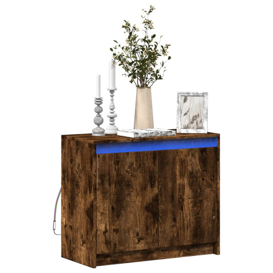 LED-Sideboard Räuchereiche 72x34x61 cm Holzwerkstoff