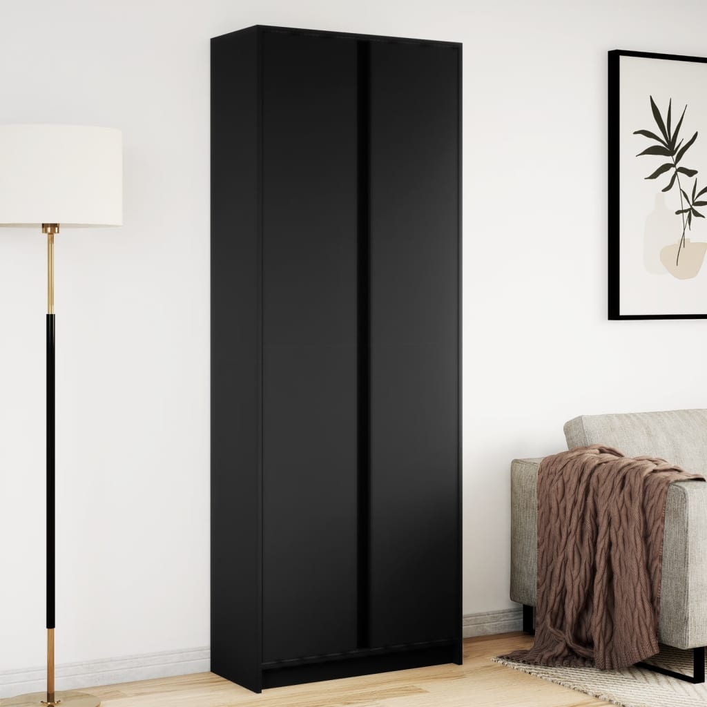 Highboard mit LED-Beleuchtung Schwarz 74x32,5x200 cm