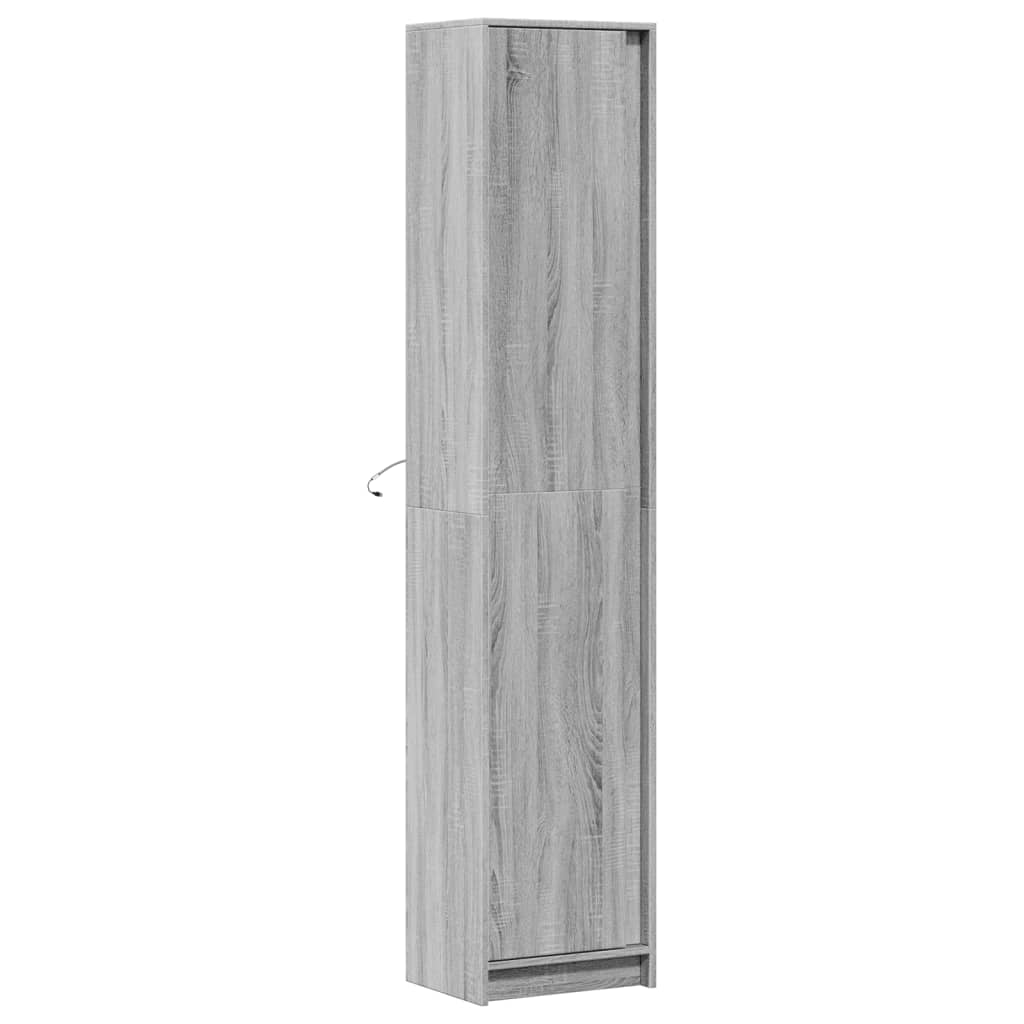 Highboard mit LED-Beleuchtung Grau Sonoma 41,5x32,5x200 cm