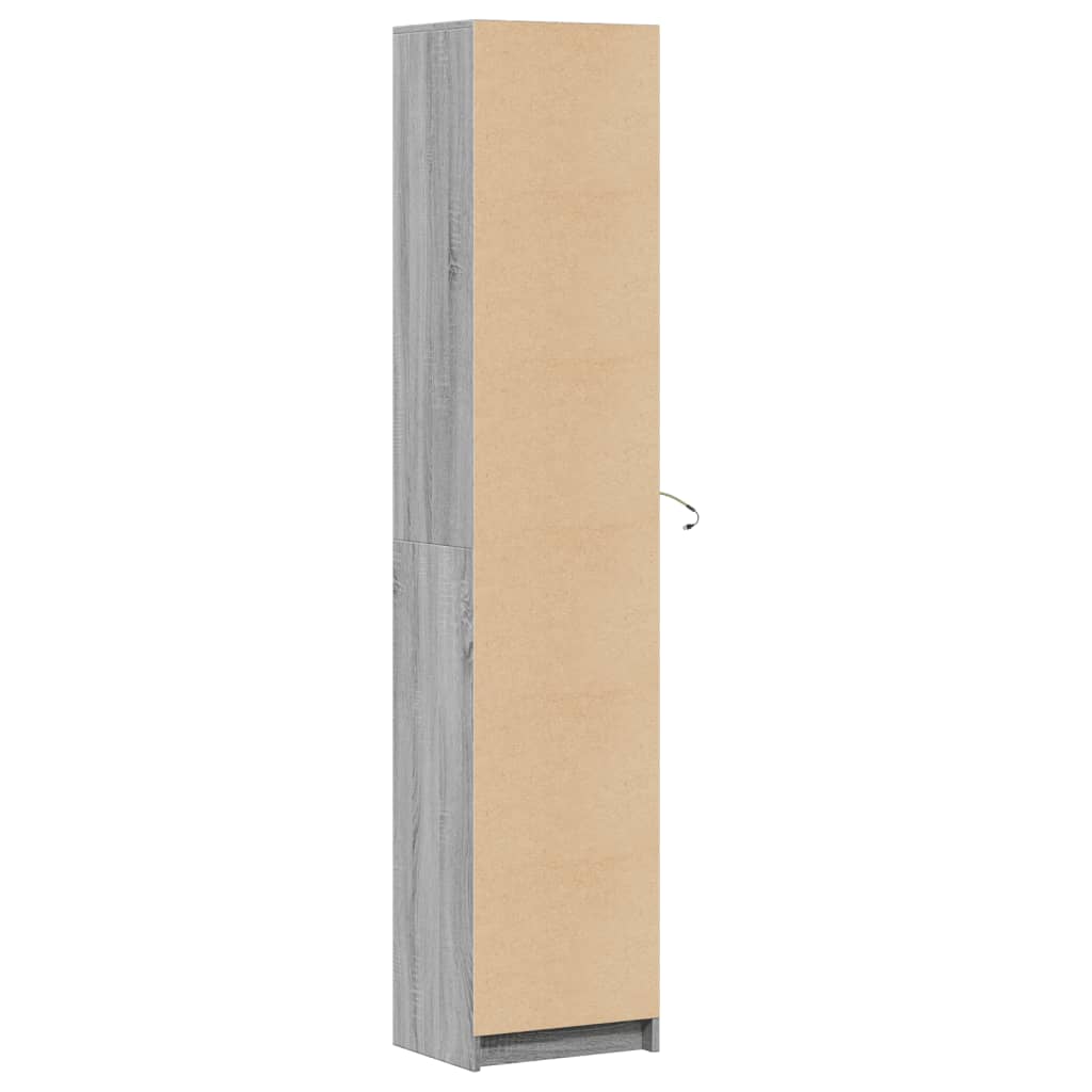 Highboard mit LED-Beleuchtung Grau Sonoma 41,5x32,5x200 cm