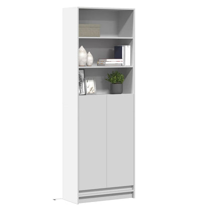 Highboard mit LED-Beleuchtung Weiß 69x32,5x200 cm Holzwerkstoff