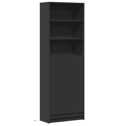 Highboard mit LED-Beleuchtung Schwarz 69x32,5x200 cm