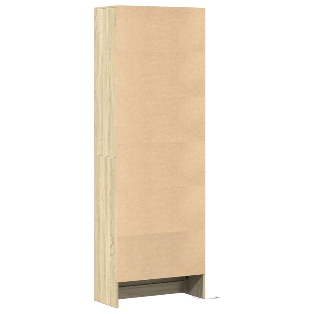 Highboard mit LED-Beleuchtung Sonoma-Eiche 69x32,5x200 cm