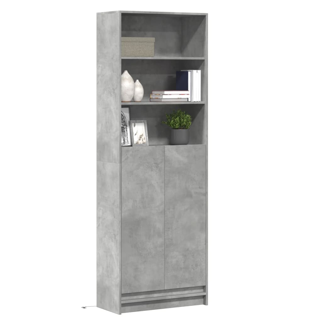 Highboard mit LED-Beleuchtung Grau 69x32,5x200 cm Holzwerkstoff