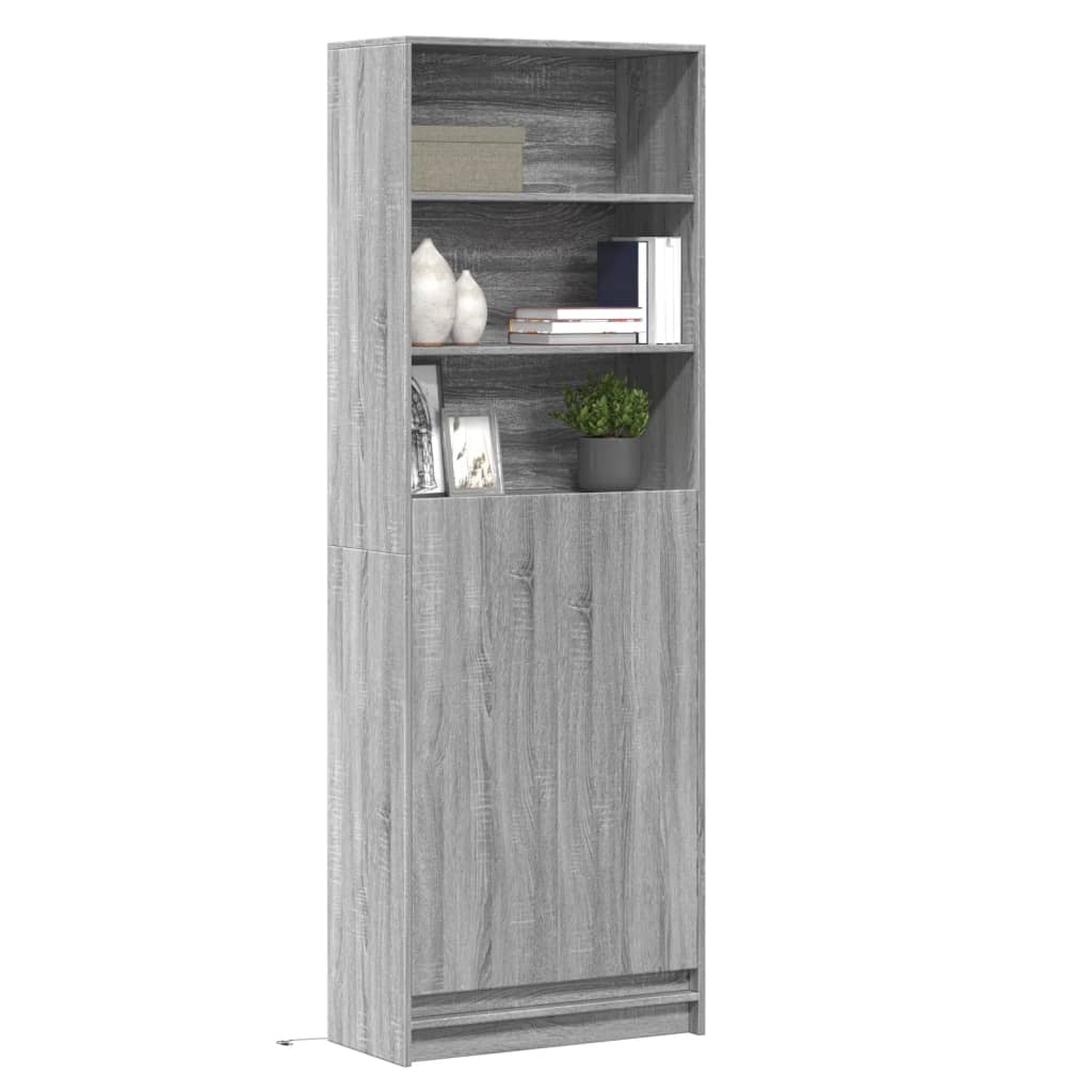 Highboard mit LED-Beleuchtung Grau Sonoma 69x32,5x200 cm