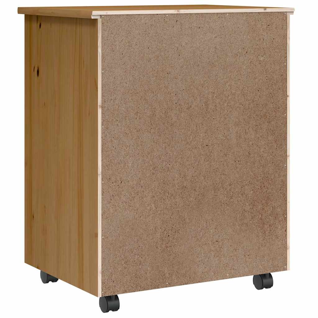 Rollschrank mit Schubladen MOSS Honigbraun Massivholz Kiefer