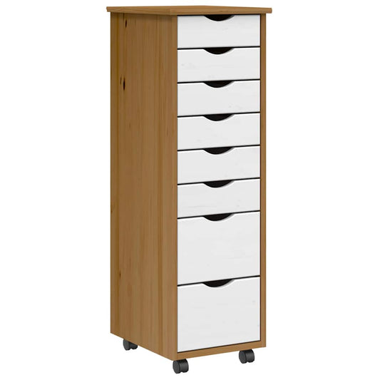 Rollschrank mit Schubladen MOSS Honigbraun Massivholz Kiefer