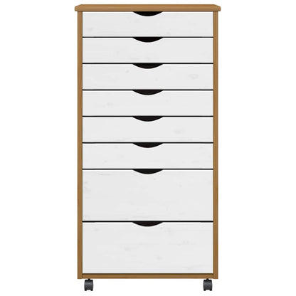 Rollschrank mit Schubladen MOSS Honigbraun Massivholz Kiefer