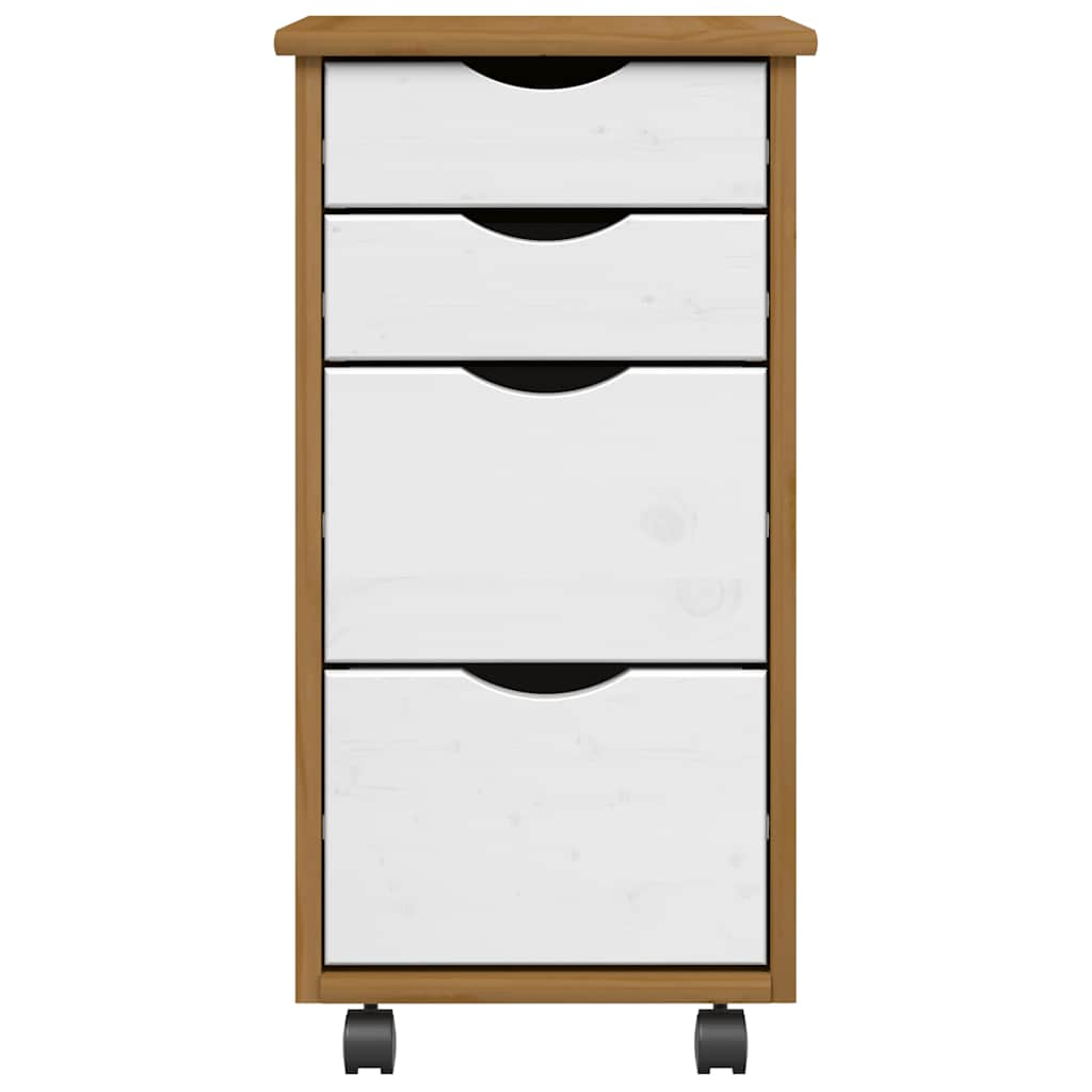 Rollschrank mit Schubladen MOSS Honigbraun Massivholz Kiefer