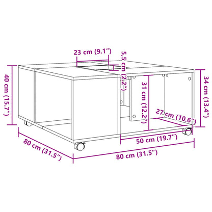 Couchtisch Räuchereiche 80x80x40 cm Holzwerkstoff