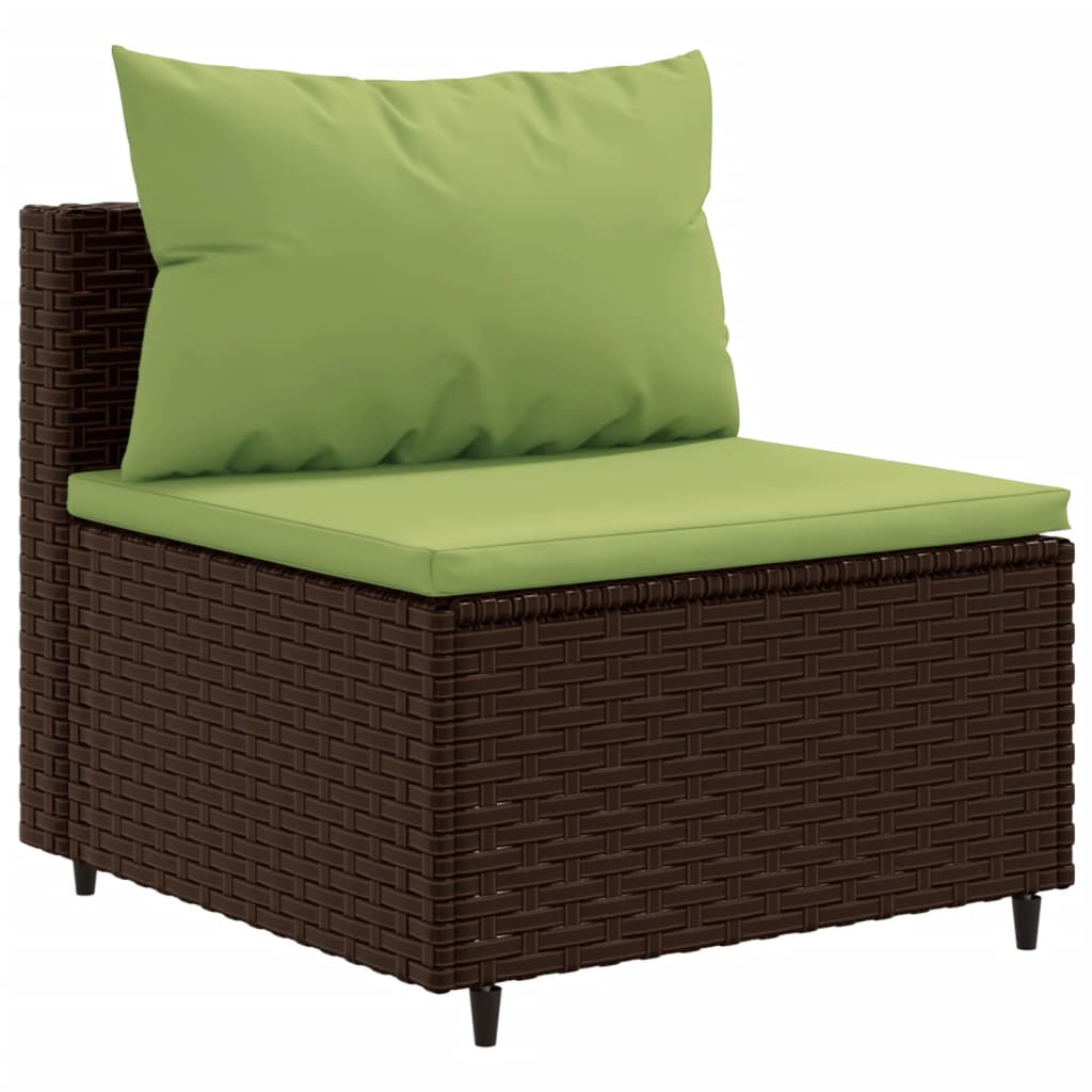 10-tlg. Garten-Sofagarnitur mit Kissen Braun Poly Rattan