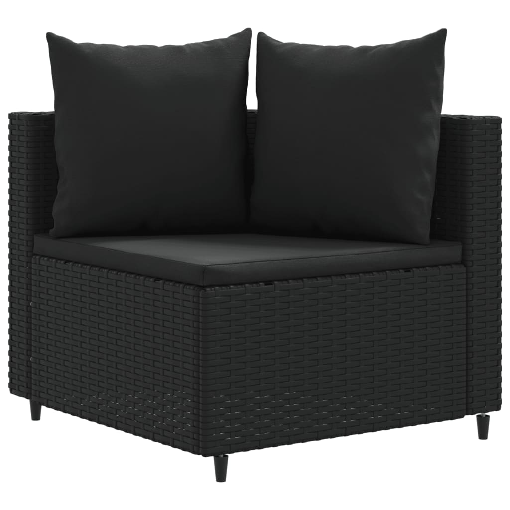 10-tlg. Garten-Sofagarnitur mit Kissen Schwarz Poly Rattan