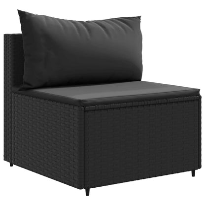 10-tlg. Garten-Sofagarnitur mit Kissen Schwarz Poly Rattan