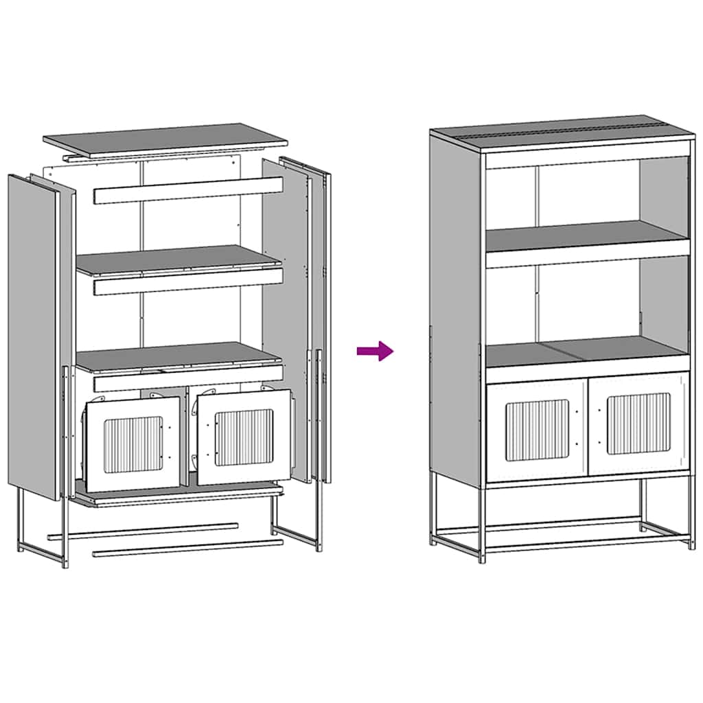 Highboard Rosa 68x39x123 cm Stahl