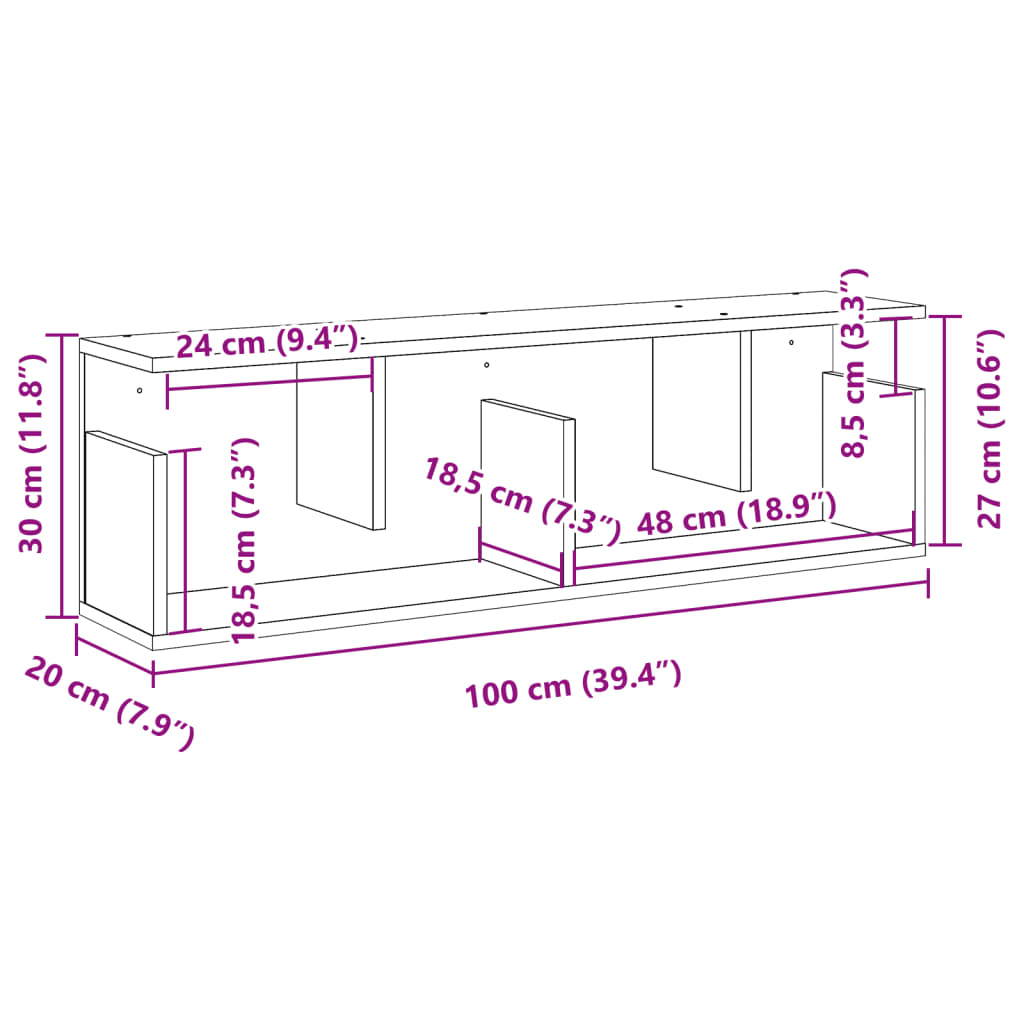 Wandschrank 100x20x30 cm Sonoma-Eiche Holzwerkstoff