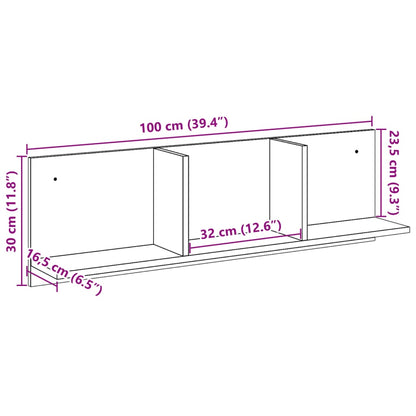 Wandschrank 100x16,5x30 cm Braun Eichen-Optik Holzwerkstoff