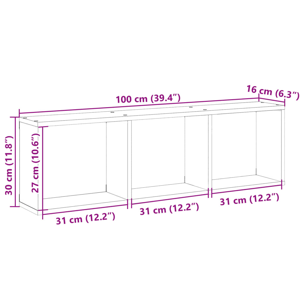 Wandschrank 100x16x30 cm Weiß Holzwerkstoff