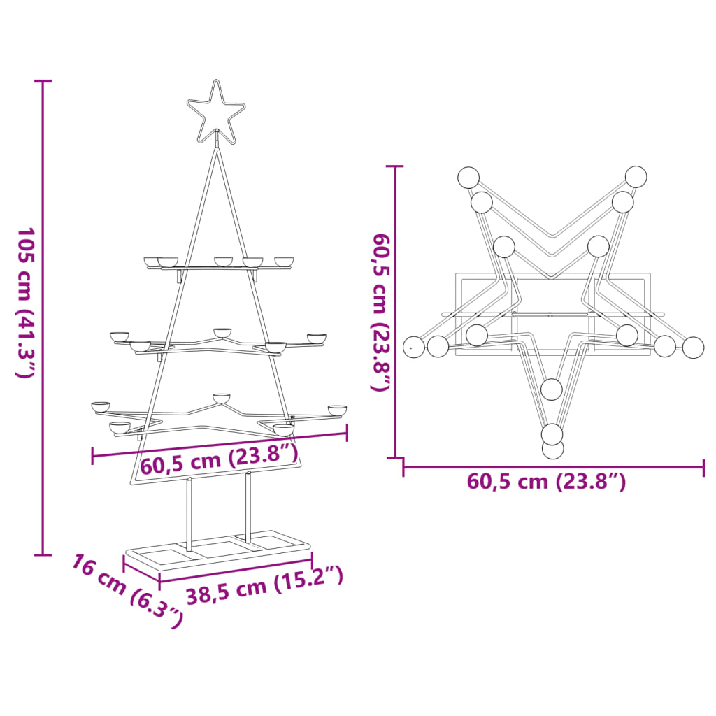 Metall-Weihnachtsbaum zum Dekorieren Schwarz 105 cm