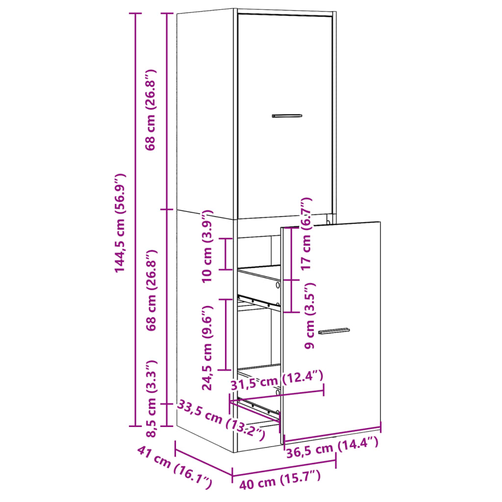 Apothekerschrank Altholz-Optik 30x41x118 cm Holzwerkstoff