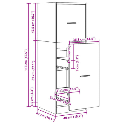 Apothekerschrank Grau Sonoma 40x41x118 cm Holzwerkstoff