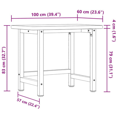 Werkbank 100x60x83 cm Massivholz Buche Rechteckig